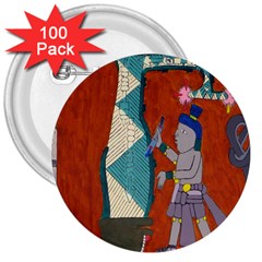 Mexico Puebla Mural Ethnic Aztec 3  Buttons (100 Pack)  by Celenk