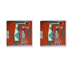 Mexico Puebla Mural Ethnic Aztec Cufflinks (square) by Celenk