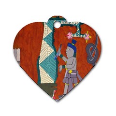 Mexico Puebla Mural Ethnic Aztec Dog Tag Heart (two Sides) by Celenk