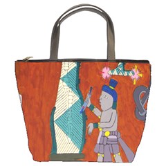 Mexico Puebla Mural Ethnic Aztec Bucket Bags by Celenk