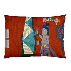 Mexico Puebla Mural Ethnic Aztec Pillow Case by Celenk