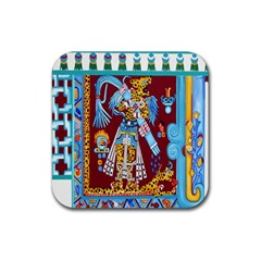 Mexico Puebla Mural Ethnic Aztec Rubber Coaster (square)  by Celenk