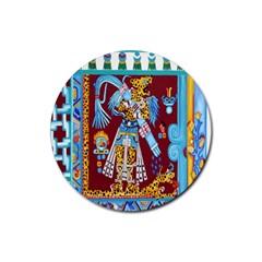 Mexico Puebla Mural Ethnic Aztec Rubber Coaster (round)  by Celenk