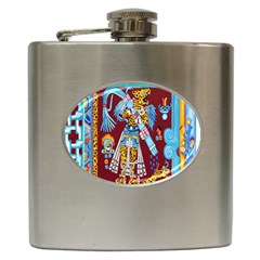 Mexico Puebla Mural Ethnic Aztec Hip Flask (6 Oz) by Celenk