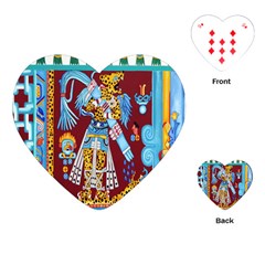 Mexico Puebla Mural Ethnic Aztec Playing Cards (heart)  by Celenk