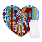 Mexico Puebla Mural Ethnic Aztec Heart Mousepads Front