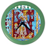 Mexico Puebla Mural Ethnic Aztec Color Wall Clocks Front