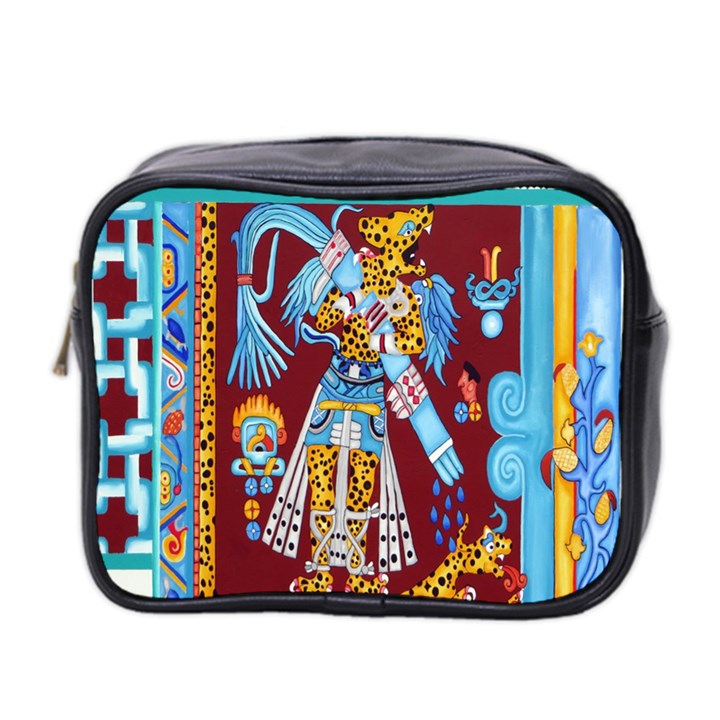 Mexico Puebla Mural Ethnic Aztec Mini Toiletries Bag 2-Side