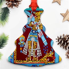 Mexico Puebla Mural Ethnic Aztec Christmas Tree Ornament (two Sides) by Celenk