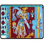 Mexico Puebla Mural Ethnic Aztec Double Sided Fleece Blanket (Medium)  58.8 x47.4  Blanket Front