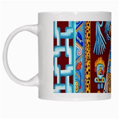 Mexico Puebla Mural Ethnic Aztec White Mugs by Celenk