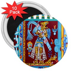 Mexico Puebla Mural Ethnic Aztec 3  Magnets (10 Pack)  by Celenk