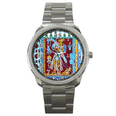 Mexico Puebla Mural Ethnic Aztec Sport Metal Watch by Celenk