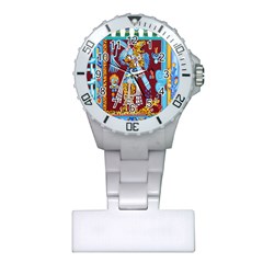 Mexico Puebla Mural Ethnic Aztec Plastic Nurses Watch by Celenk