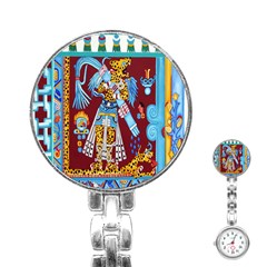 Mexico Puebla Mural Ethnic Aztec Stainless Steel Nurses Watch by Celenk