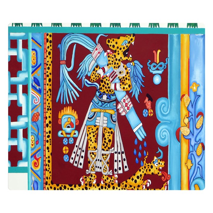 Mexico Puebla Mural Ethnic Aztec Double Sided Flano Blanket (Small) 