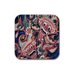 Indonesia Bali Batik Fabric Rubber Coaster (square)  by Celenk