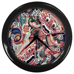 Indonesia Bali Batik Fabric Wall Clocks (black)