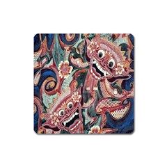 Indonesia Bali Batik Fabric Square Magnet by Celenk