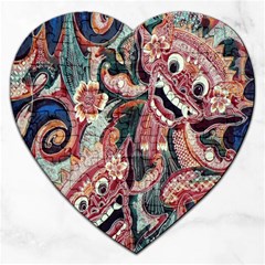 Indonesia Bali Batik Fabric Jigsaw Puzzle (heart) by Celenk