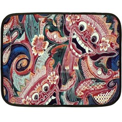 Indonesia Bali Batik Fabric Fleece Blanket (mini) by Celenk