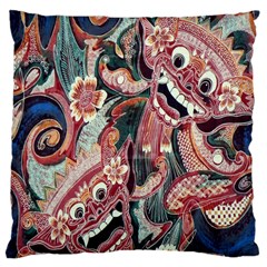 Indonesia Bali Batik Fabric Large Cushion Case (two Sides) by Celenk