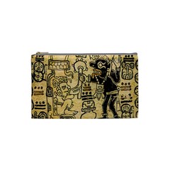 Mystery Pattern Pyramid Peru Aztec Font Art Drawing Illustration Design Text Mexico History Indian Cosmetic Bag (small)  by Celenk