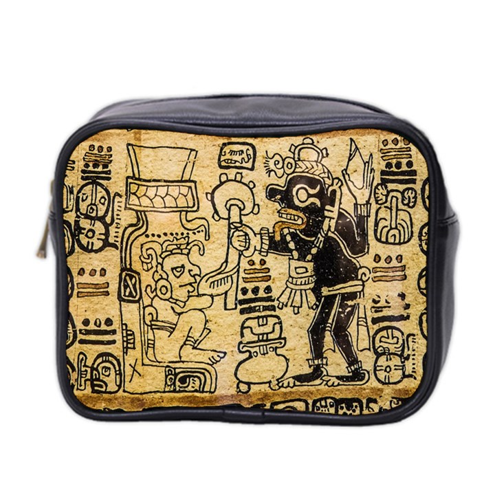 Mystery Pattern Pyramid Peru Aztec Font Art Drawing Illustration Design Text Mexico History Indian Mini Toiletries Bag 2-Side