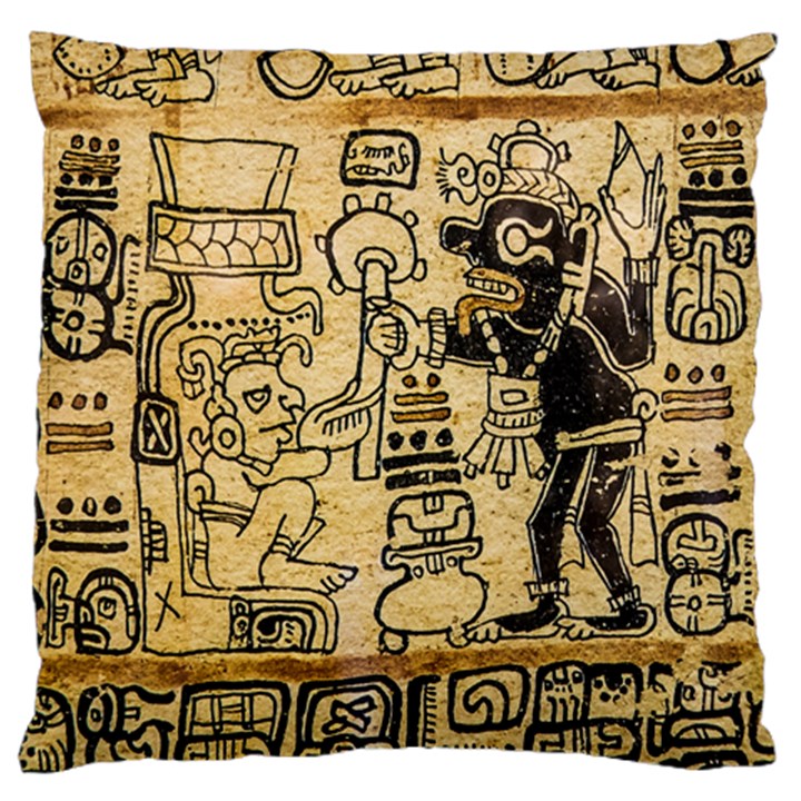 Mystery Pattern Pyramid Peru Aztec Font Art Drawing Illustration Design Text Mexico History Indian Large Cushion Case (One Side)