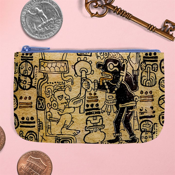 Mystery Pattern Pyramid Peru Aztec Font Art Drawing Illustration Design Text Mexico History Indian Large Coin Purse