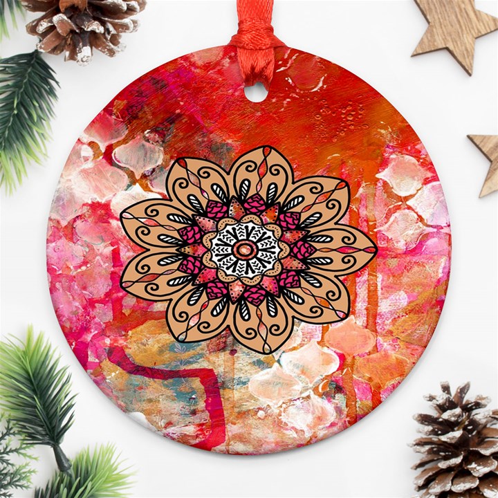 Mandala Art Design Pattern Ethnic Ornament (Round)