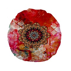 Mandala Art Design Pattern Ethnic Standard 15  Premium Flano Round Cushions by Celenk