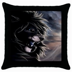 Angry Lion Digital Art Hd Throw Pillow Case (black) by Celenk