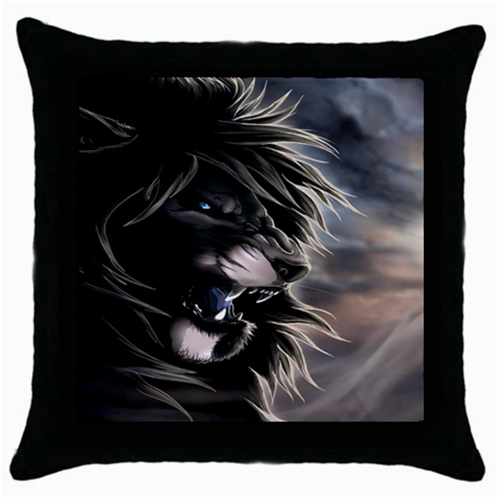 Angry Lion Digital Art Hd Throw Pillow Case (Black)