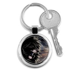 Angry Lion Digital Art Hd Key Chains (round)  by Celenk