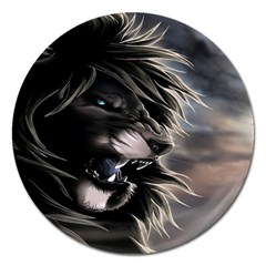 Angry Lion Digital Art Hd Magnet 5  (round) by Celenk