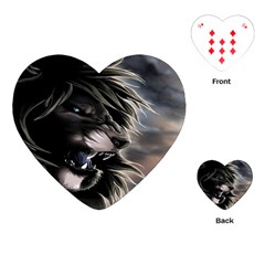 Angry Lion Digital Art Hd Playing Cards (heart)  by Celenk