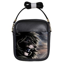 Angry Lion Digital Art Hd Girls Sling Bags by Celenk