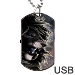 Angry Lion Digital Art Hd Dog Tag Usb Flash (two Sides) by Celenk