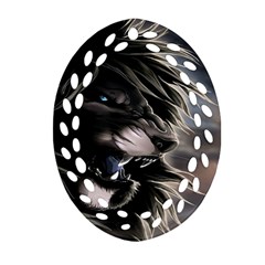 Angry Lion Digital Art Hd Oval Filigree Ornament (two Sides) by Celenk