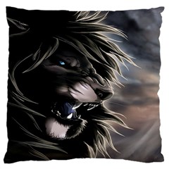 Angry Lion Digital Art Hd Large Cushion Case (one Side) by Celenk