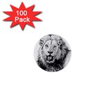 Lion Wildlife Art And Illustration Pencil 1  Mini Buttons (100 pack)  Front