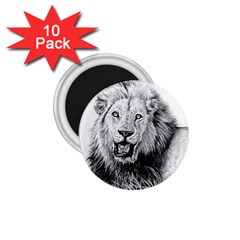 Lion Wildlife Art And Illustration Pencil 1 75  Magnets (10 Pack)  by Celenk