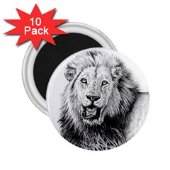 Lion Wildlife Art And Illustration Pencil 2 25  Magnets (10 Pack)  by Celenk