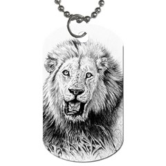 Lion Wildlife Art And Illustration Pencil Dog Tag (one Side) by Celenk