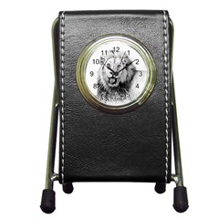 Lion Wildlife Art And Illustration Pencil Pen Holder Desk Clocks by Celenk