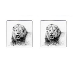 Lion Wildlife Art And Illustration Pencil Cufflinks (square) by Celenk