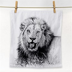 Lion Wildlife Art And Illustration Pencil Face Towel by Celenk