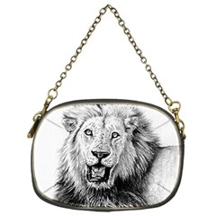 Lion Wildlife Art And Illustration Pencil Chain Purses (one Side)  by Celenk