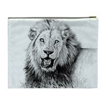 Lion Wildlife Art And Illustration Pencil Cosmetic Bag (XL) Back